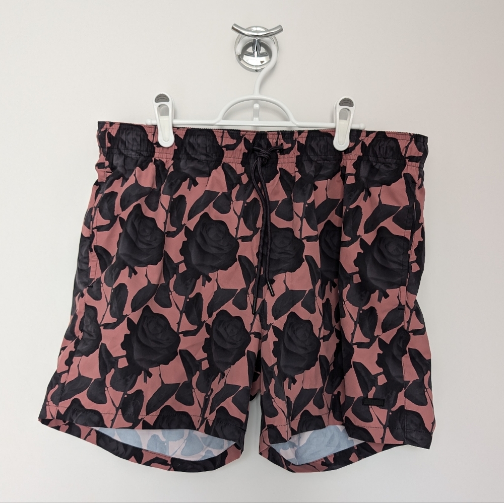 Hugo Men's Brown Graphic Miso Swim Shorts Size XL
